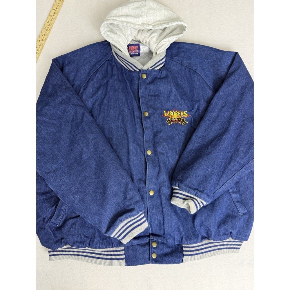 Vintage ASW Jackets Denim Varsity Jacket‎ Men's 2XL USA Made